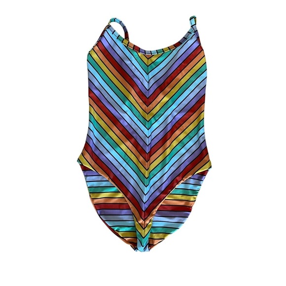 LPA Other - LPA x ATL Rainbow Stripe One Piece Swimsuit Colorful Bodysuit Size L 0085